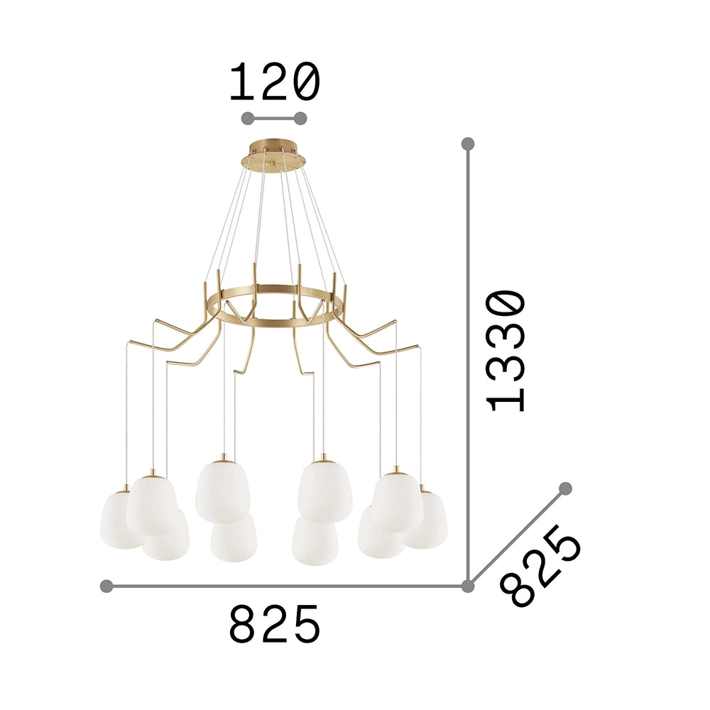 Sospensione Contemporanea Karousel Metallo Ottone 10 Luci G9 3W 3000K Luce Calda