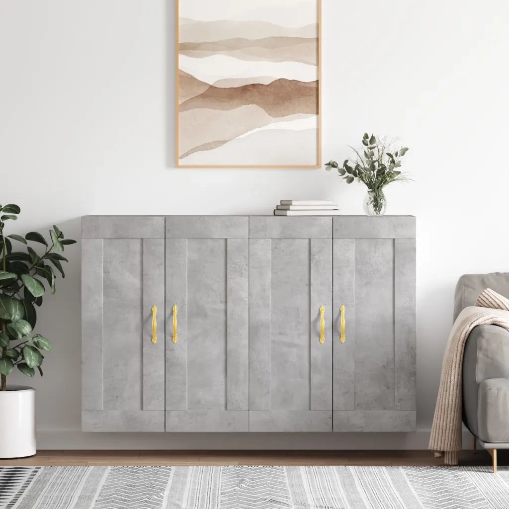 Armadietti a Parete 2 pz Grigio Cemento in Legno Multistrato 3198053