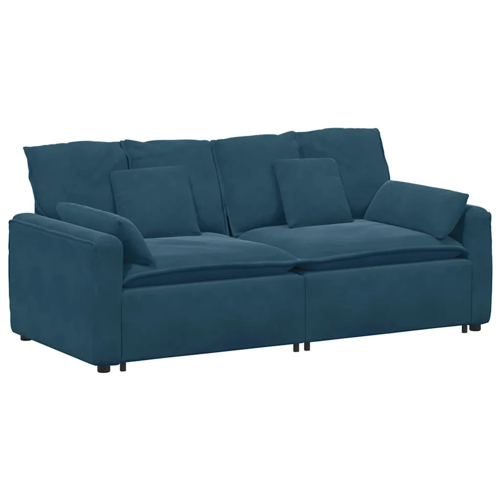 Divano componibile-Divano Modulare con Cuscini Blu