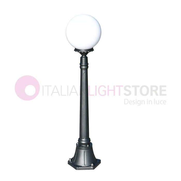 ORIONE ANTRACITE Lampione h. 110 per Esterno Giardino con sfera globo policarbonato d.25 GARDENLIGHT
