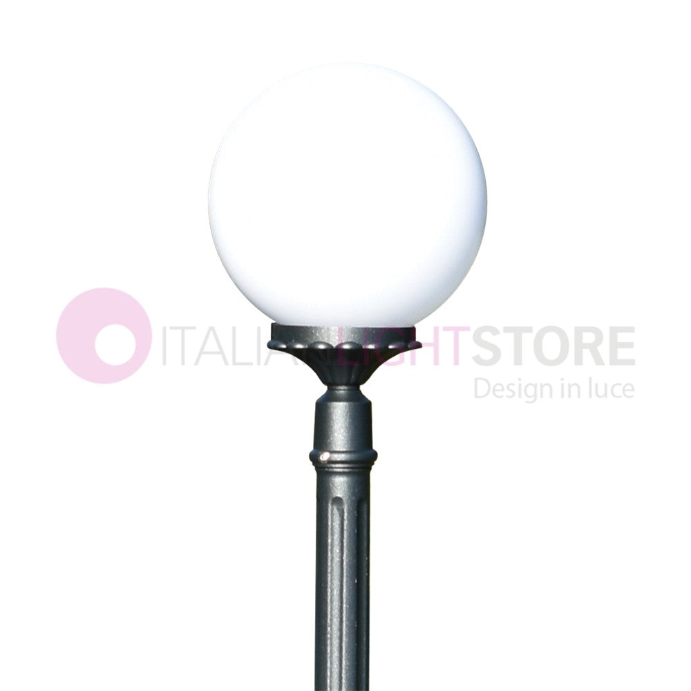 ORIONE ANTRACITE Lampione h. 172 per Esterno Giardino con sfera globo policarbonato d.25 GARDENLIGHT