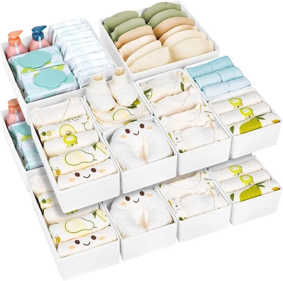 Organizzatore di carreggiata Opportuno - Set di 15 cassetti ripiegabili Sistema di organizzazione di stoffa per pantaloni, abbigliamento, calze, biancheria intima