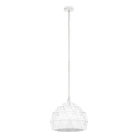 Lampadario A Sospensione Contemporaneo Roccaforte Acciaio Bianco 1 Luce E27 D40