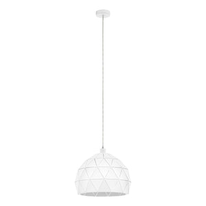 Lampadario A Sospensione Contemporaneo Roccaforte Acciaio Bianco 1 Luce E27 D40