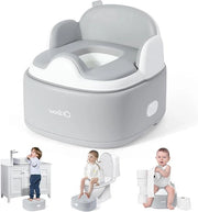 Sedile Idraulico Multifunzionale Universale per Bambini con Regolatore Visiera WC Opacizzante con Pedana Facile da Pulire Liscio e Senza Fessure Grigio