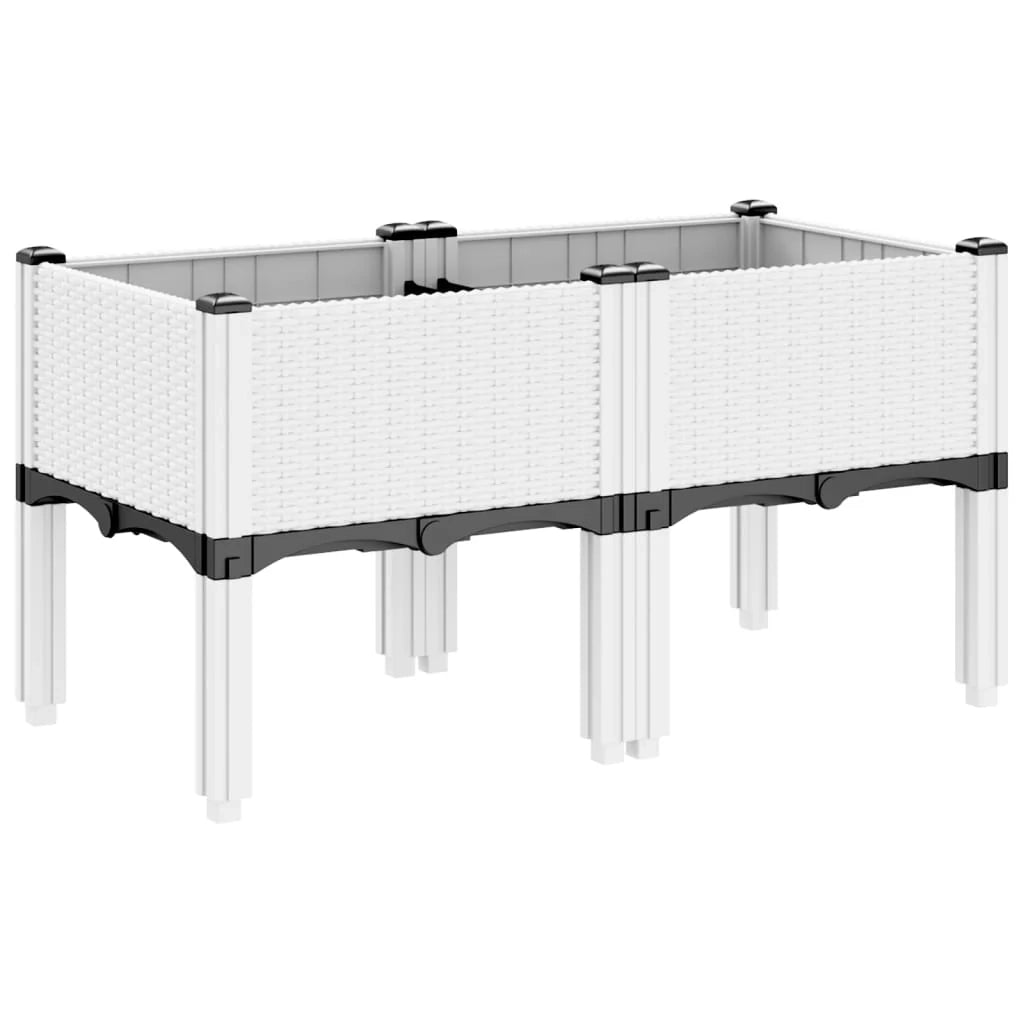 Fioriera rialzata per piante fiori patio giardino con gambe 80 x 40 x 42 cm PP bianco 02_0038168