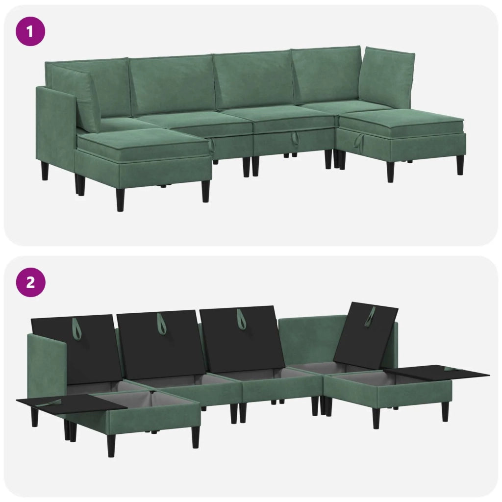 Set di mobili per il soggiorno 6 pcs Verde Mare Velluto