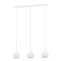 Lampadario A Sospensione Contemporaneo Roccaforte Acciaio Bianco 3 Luci E14