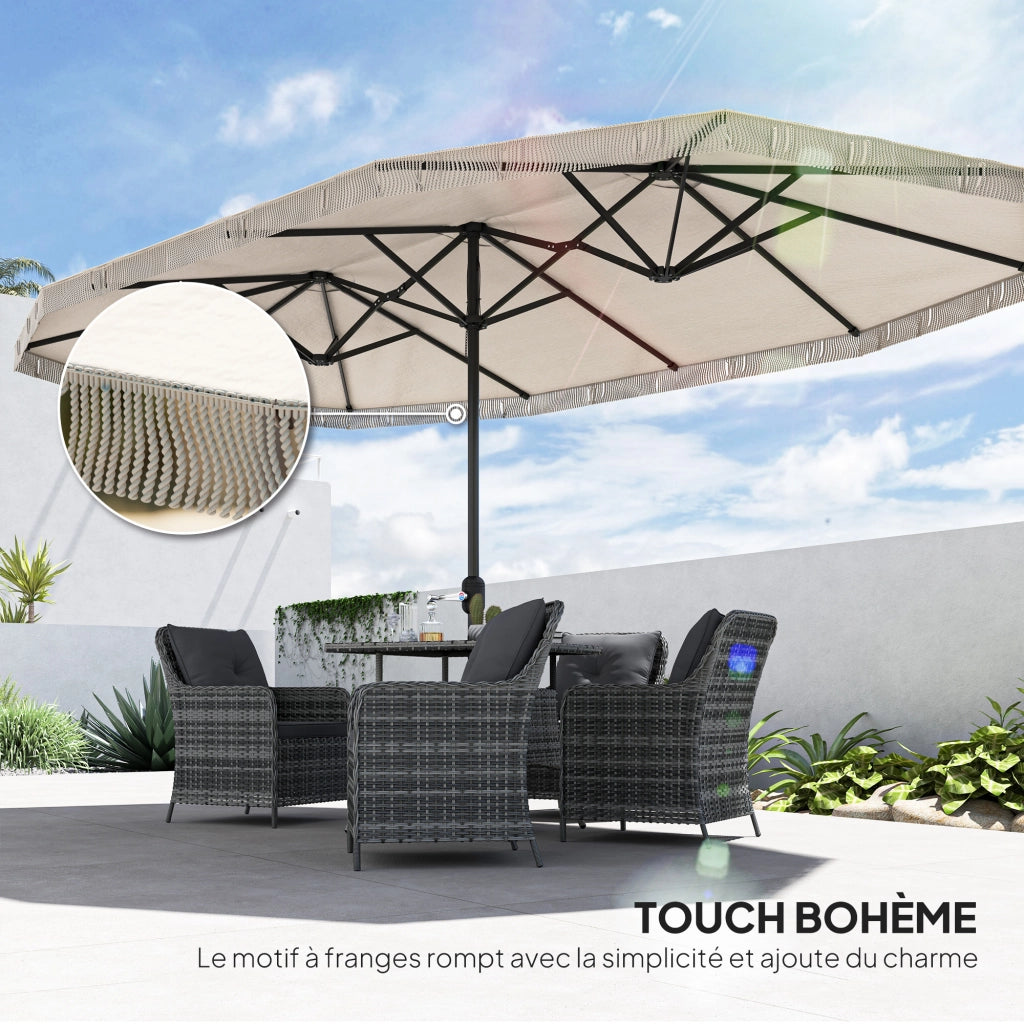 Parasole da giardino rettangolare doppio ¨C zephmum ¨C crema 4.5x2.65x2.6 m