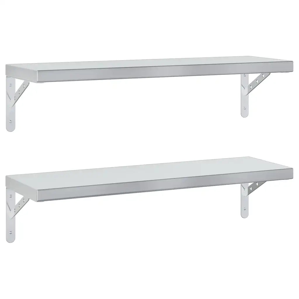 Mensole a Muro 2 pz 75x23,5 cm Argento in Acciaio Inossidabile