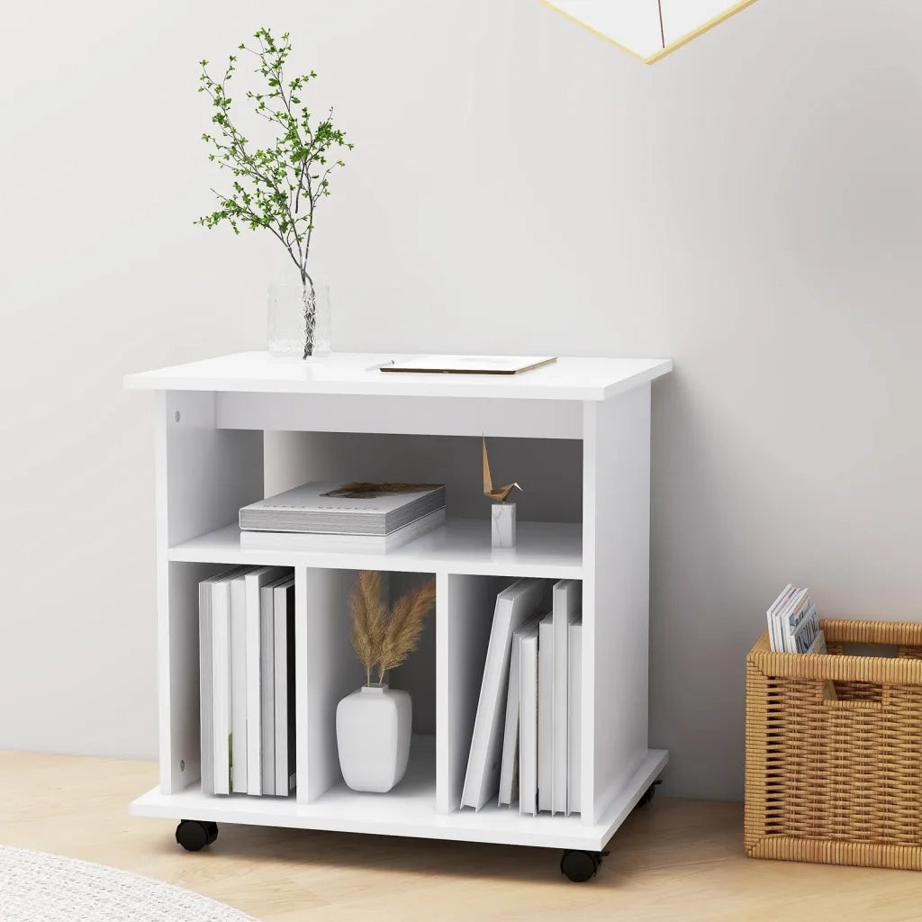 Mobiletto con Ruote Bianco 60x45x60 cm in Legno Multistrato 808476