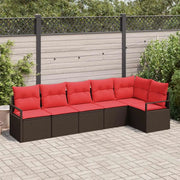 Set Divano da Giardino 6 pcs Marrone e Rosso polyrattan 3355073