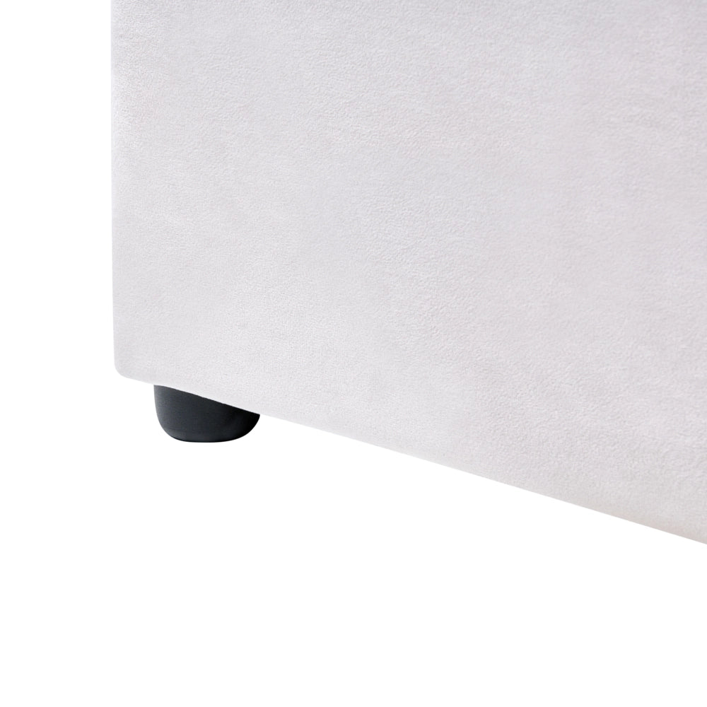 Letto matrimoniale imbottito velluto bianco sporco 180 x 200 cm grande testata classica