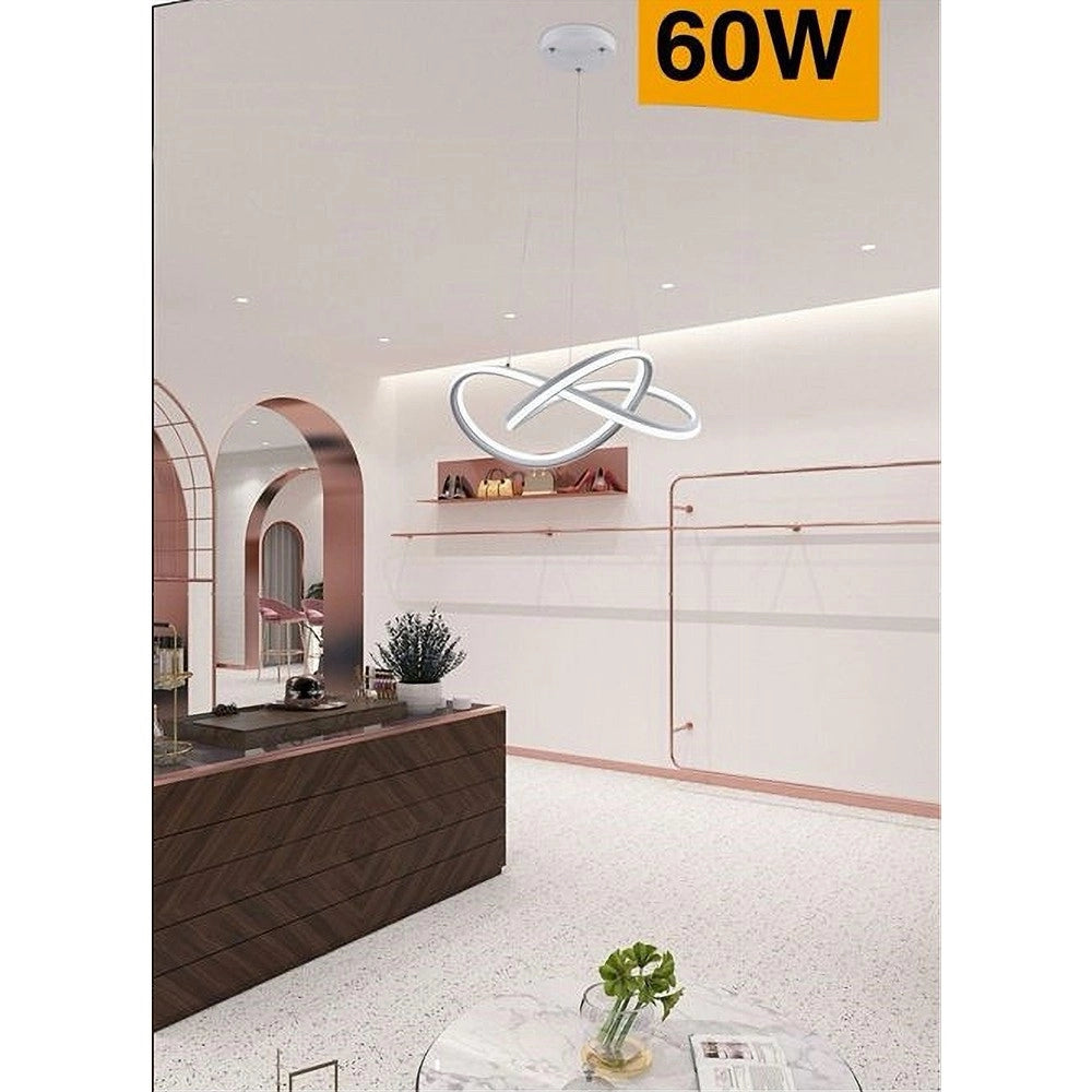 Trade Shop - Lampadario Led A Sospensione Moderno Intrecciato Bianco 60w 3 Colori Luce A50-b3c -