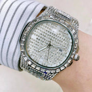 Trade Shop - Orologio Da Polso Uomo Acciaio Elegante Brillantini Calendario Analogico Silver -