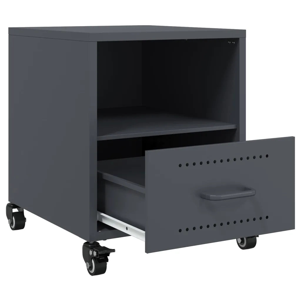 Set di 2 Comodini | Armadio da Notte | Mobiletto da notte Antracite 36x39x43,5 cm in Acciaio