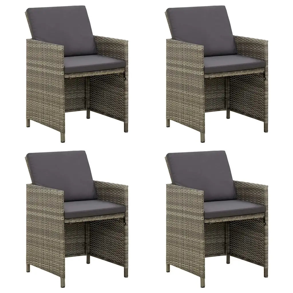 Sedie da Giardino 4 pz con Cuscini in Polyrattan Grigio 316747