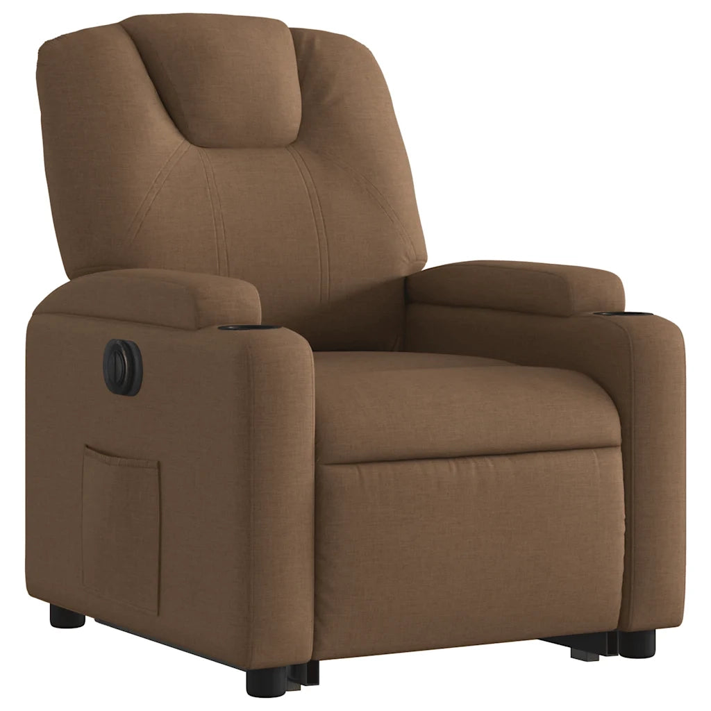 Poltrona Alzapersona Reclinabile Elettrica Marrone Tessuto 3204396