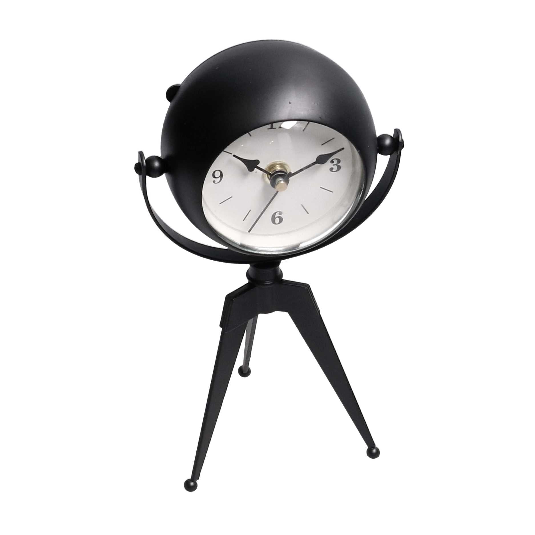 Orologio da Tavolo 11x8xh20 cm in Metallo Nero