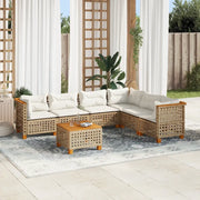 Set Divani da Giardino 7 pz con Cuscini Beige in Polyrattan 3261868