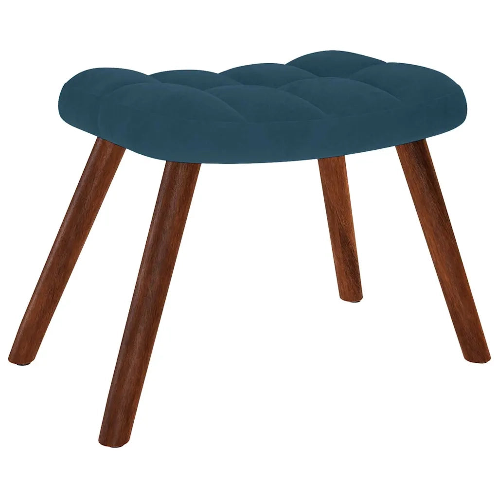 Divano Sedia-Poltrona Relax con Poggiapiedi Blu in Velluto 306269