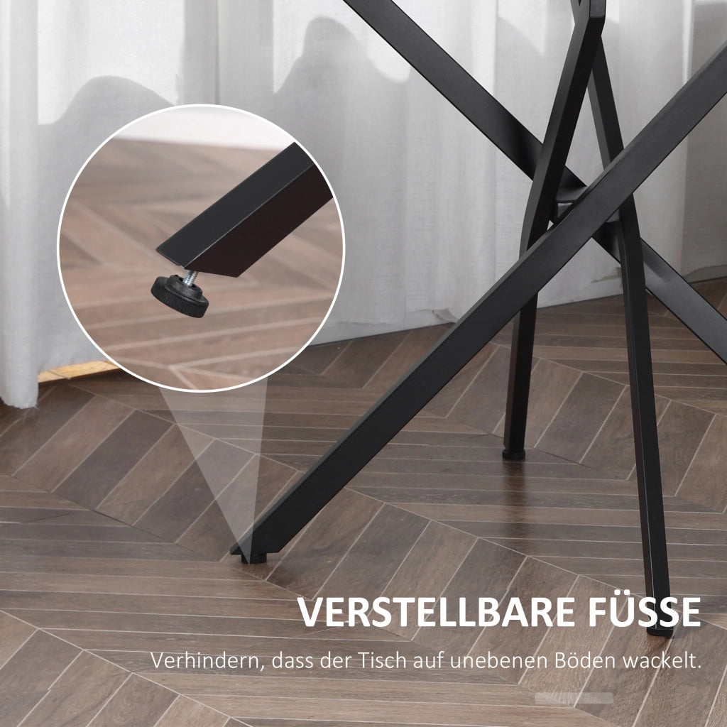 Tavolo da pranzo - rotondo in vetro - 80x80x75 cm - struttura in metallo - nero - moderno ed elegante