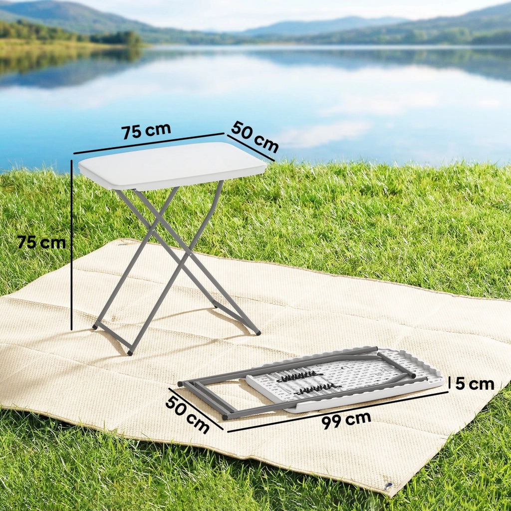 Tavolo pieghevole da pranzo ¨C zephmum ¨C bianco metallo HDPE 75x50x73,5 cm
