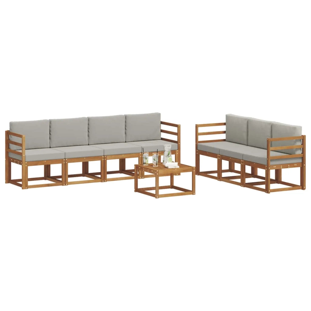 Set di divani da esterno 8 pcs Grigio Naturale e Chiaro