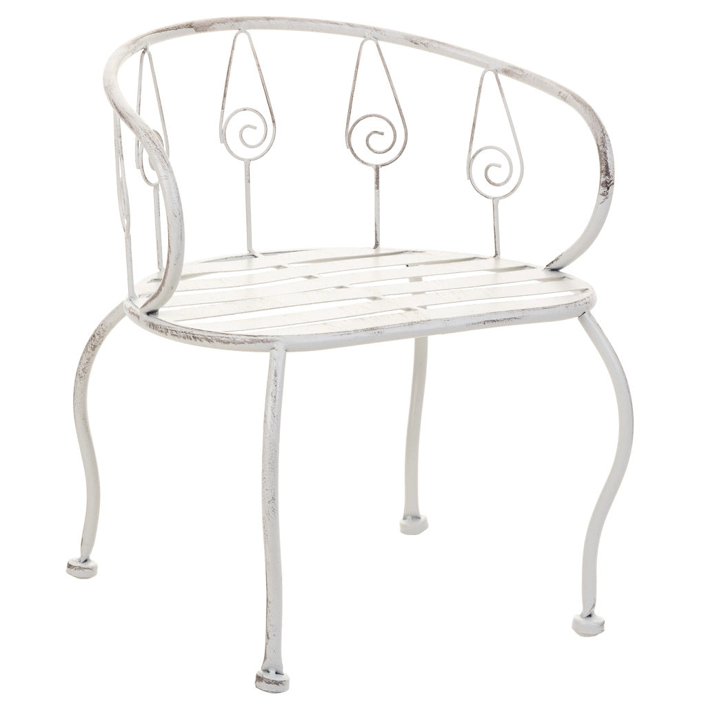 Sedia per bambini in ferro battuto bianco 35x28x39h cm