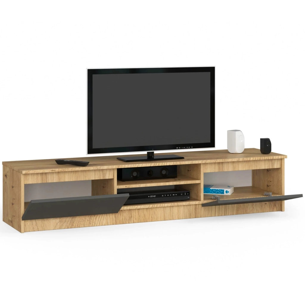 Mobile TV AKORD Quercia Artisan 160 cm 2 ante inserto frontale Grigio Grafite 160x40x33 cm