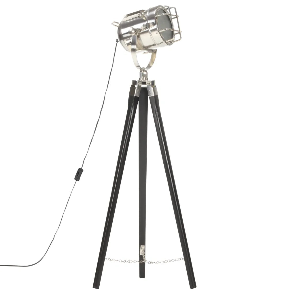 Lampada a Treppiede a Pavimento Nera in Legno di Mango 97 cm 286110