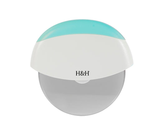 Taglia pizza in polipropilene e lama in acciaio inox colore grigio chiaro e azzurro