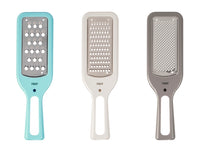 Confezione 3 grattuge in polipropilene e acciaio inox colore grigio chiaro e azzurro