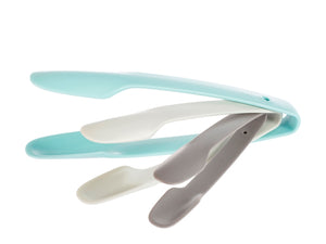 Confezione 3 pinze in polipropilene colore grigio chiaro e azzurro.