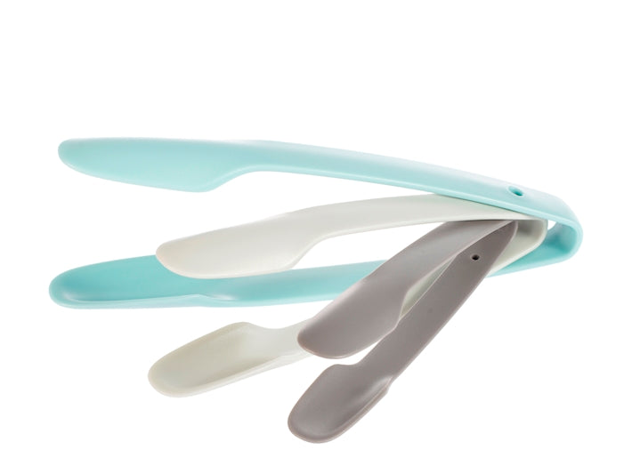 Confezione 3 pinze in polipropilene colore grigio chiaro e azzurro.