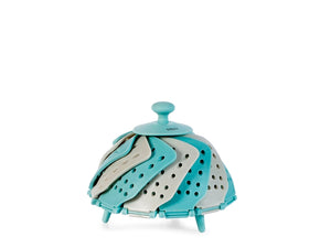 Cestello cuoci verdure in polipropilene colore grigio chiaro e azzurro