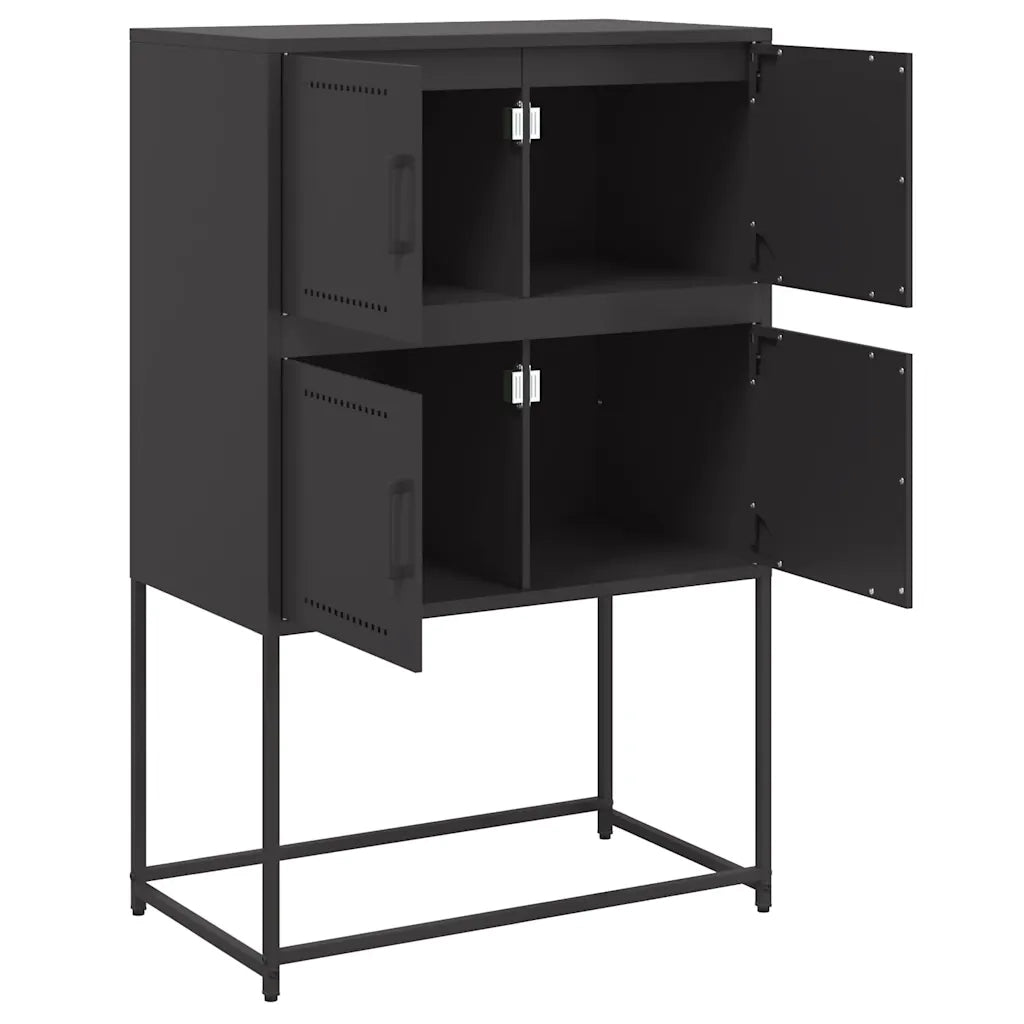 Credenza-Buffet-Armadio da cucina Nera 68,5x38,5x107 cm in Acciaio 634873