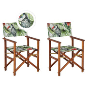Set di 2 sedie da regista da giardino in legno scuro con tessuto di ricambio in tessuto acacia bianco sporco con 2 Tele intercambiabili