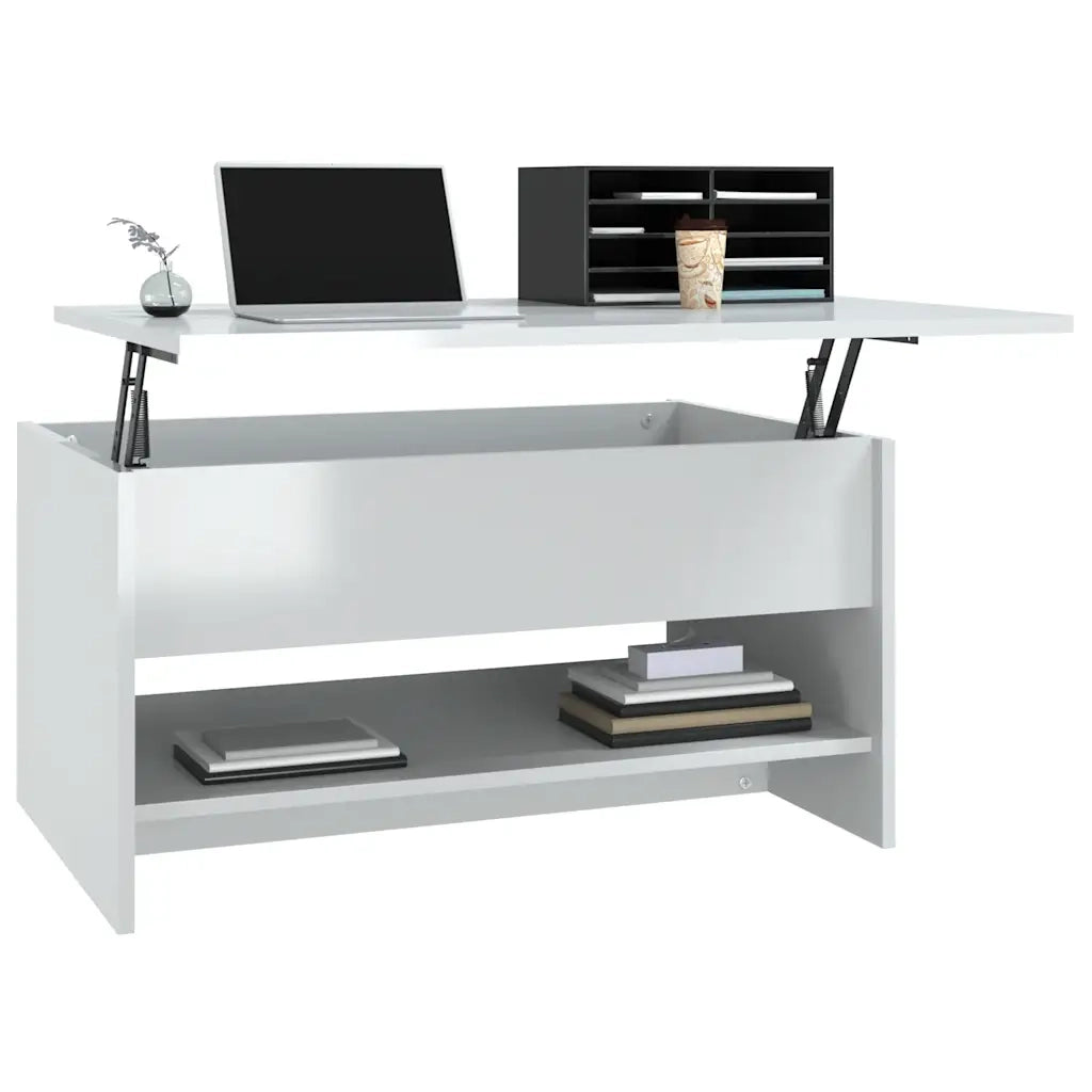 Tavolino da Salotto Bianco Lucido 80x50x40 cm Legno Multistrato
