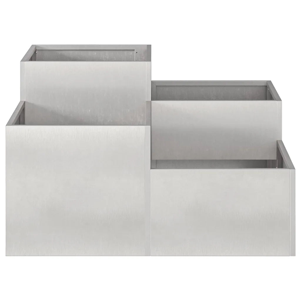 Fioriere | Cassetta per fiori | Vaso da giardino Argento 80 x 80 x 48 cm Acciaio inossidabile