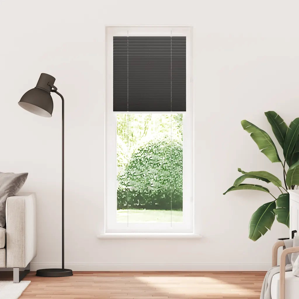 vidaXL Tenda Plissettata Nera 80x200 cm Larghezza Tessuto 79,4 cm
