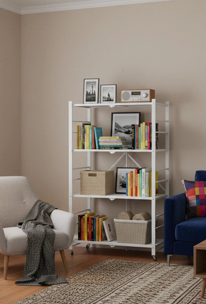 Soprana, Scaffali Ruote, 71x38x121h cm Bianco