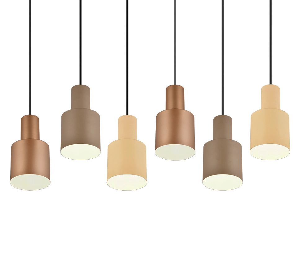 Lampada a sospensione 6 diffusori, metallo, multicolor, 85x150x27 cm, Agudo