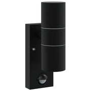 Applique da esterno cilindrica dal design contemporaneo 7 x 10 x 22 cm luce calda acciaio inox nero 02_0056545