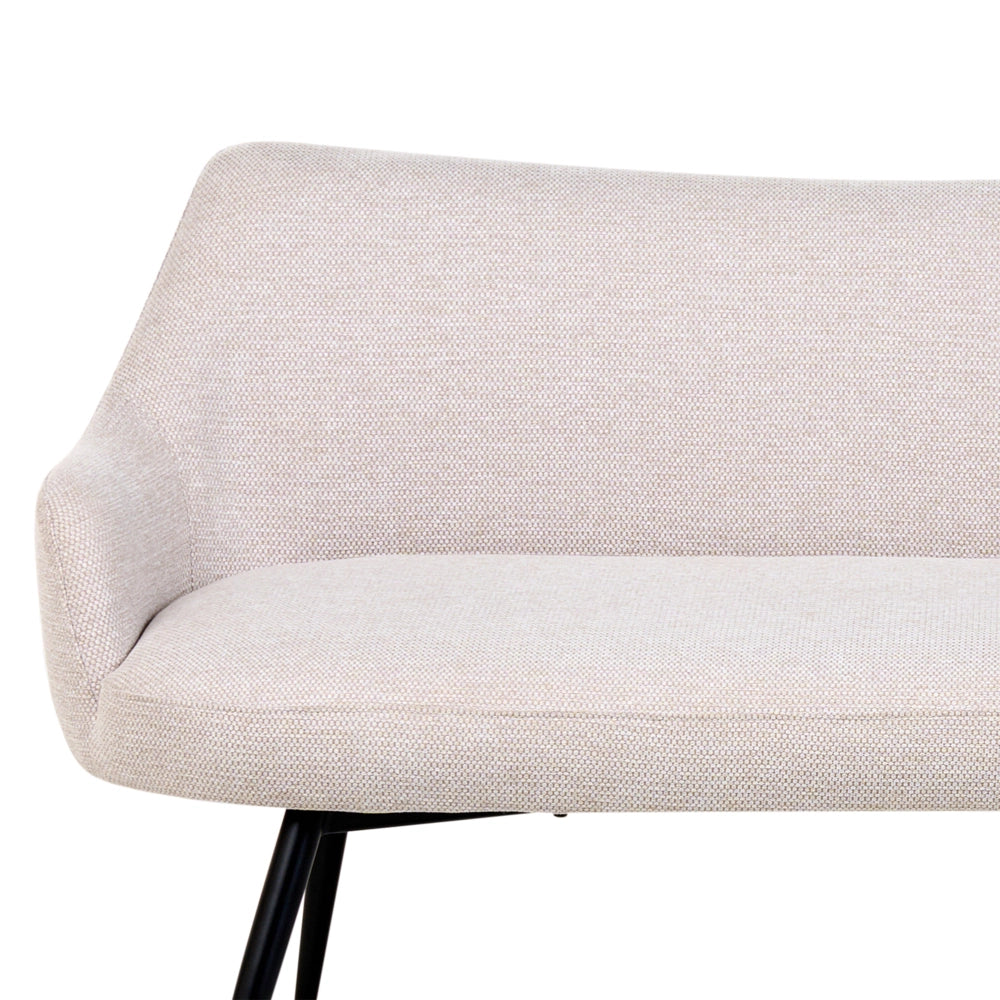 Divano da cucina Beige Tessuto poliestere Rivestimento a 2 posti Struttura in metallo Gambe nere Panca