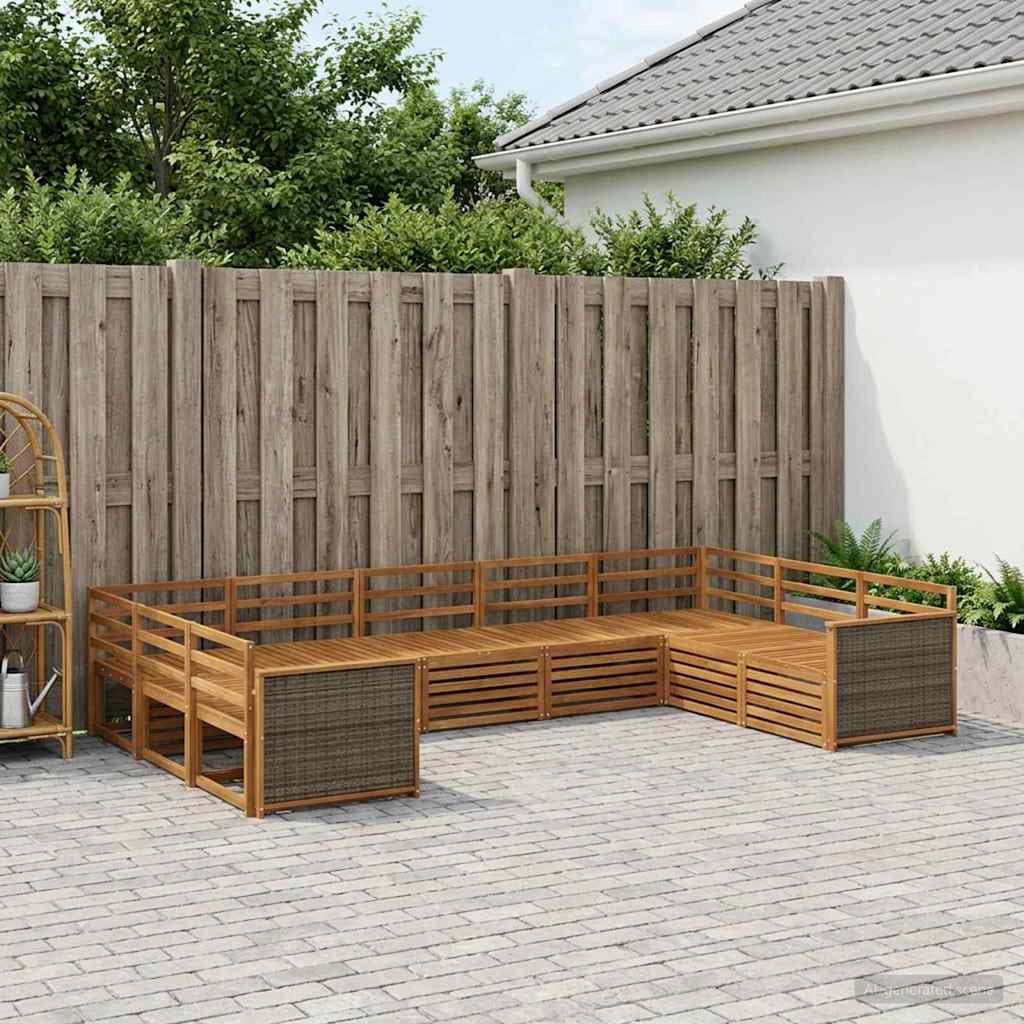 Set divani 10 pz Legno di Acacia Massello 3383887