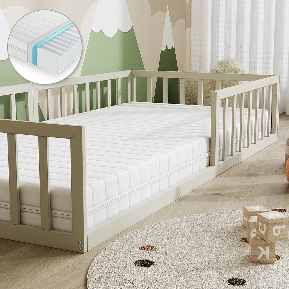 Vitalispa Letto per bambini Grigio 90x200 con materasso
