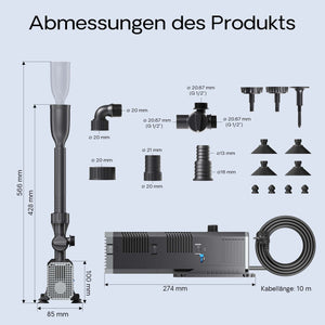 CHJ-1503 ECO Pompa da fontana con spugna filtrante 1500l/h 25 W Laghetto Stagno
