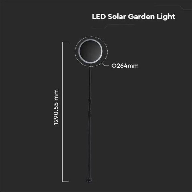 Piantana Solare LED da Giardino 8W con sensore crepuscolare Colore Bianco e Nero 4000K IP65 SKU-6669