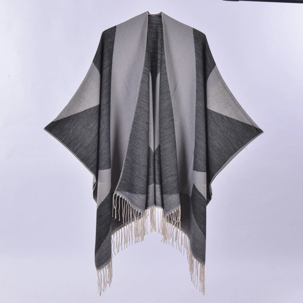 Nuovo mantello/cappotto da donna in cashmere con nappe double-face.